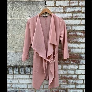 SHEIN— New! Soft Pink Duster Jacket w/ Ruffles